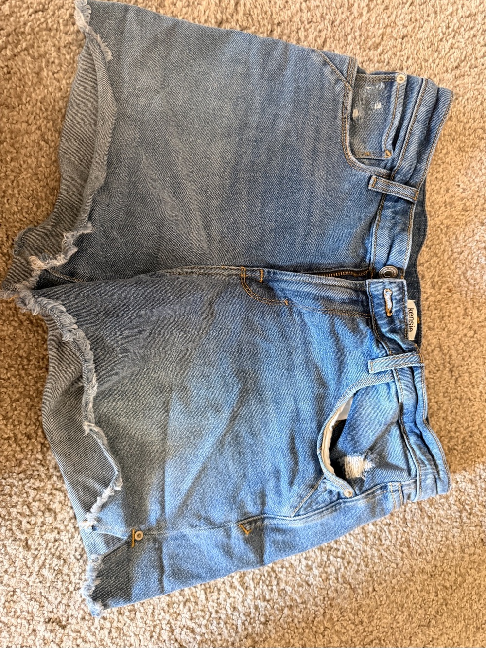 Kensie Light Blue High-Rise Denim Cutoff Shorts